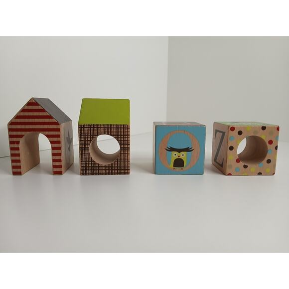 Skip Hop Alphabet Zoo ABC Wooden Blocks Whimsical Colorful 14 PC Set Complete - Picture 2 of 3